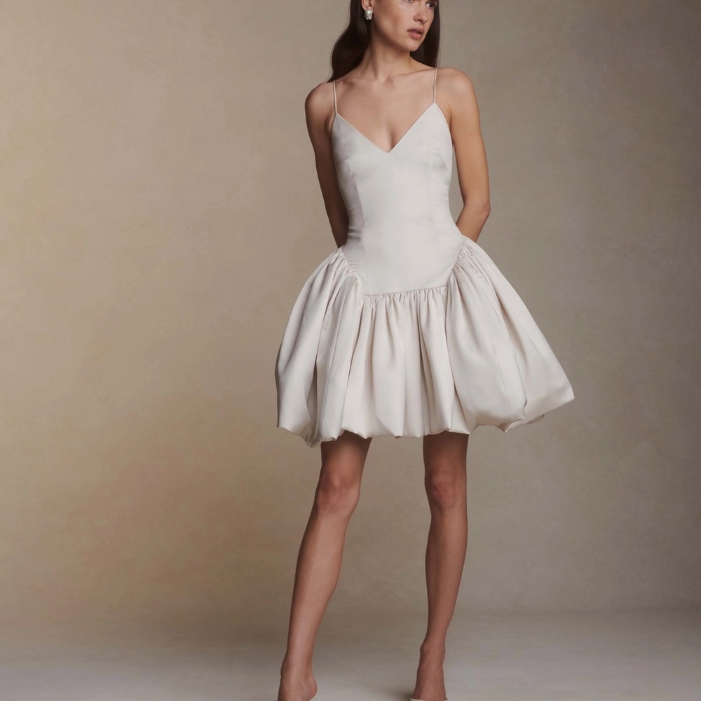 Danielle Frankel Estelle Bridal Satin Twill Mini Dress